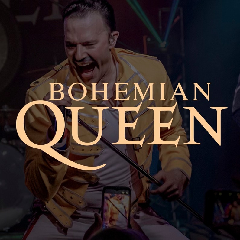 Bohemian Queen logo with Freddie Mercury singing